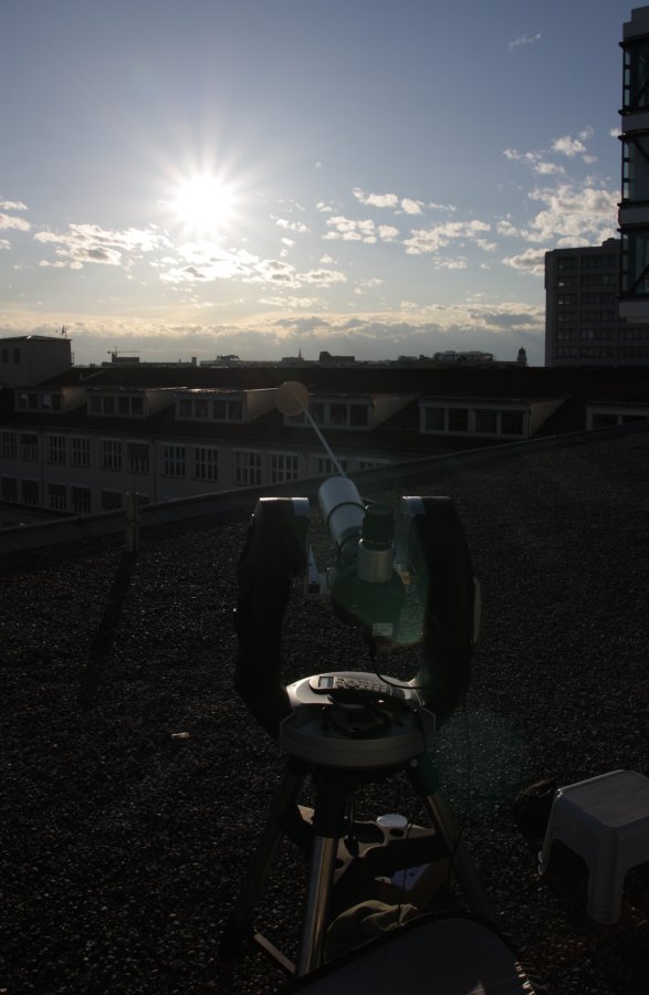 crescent telescope and sky