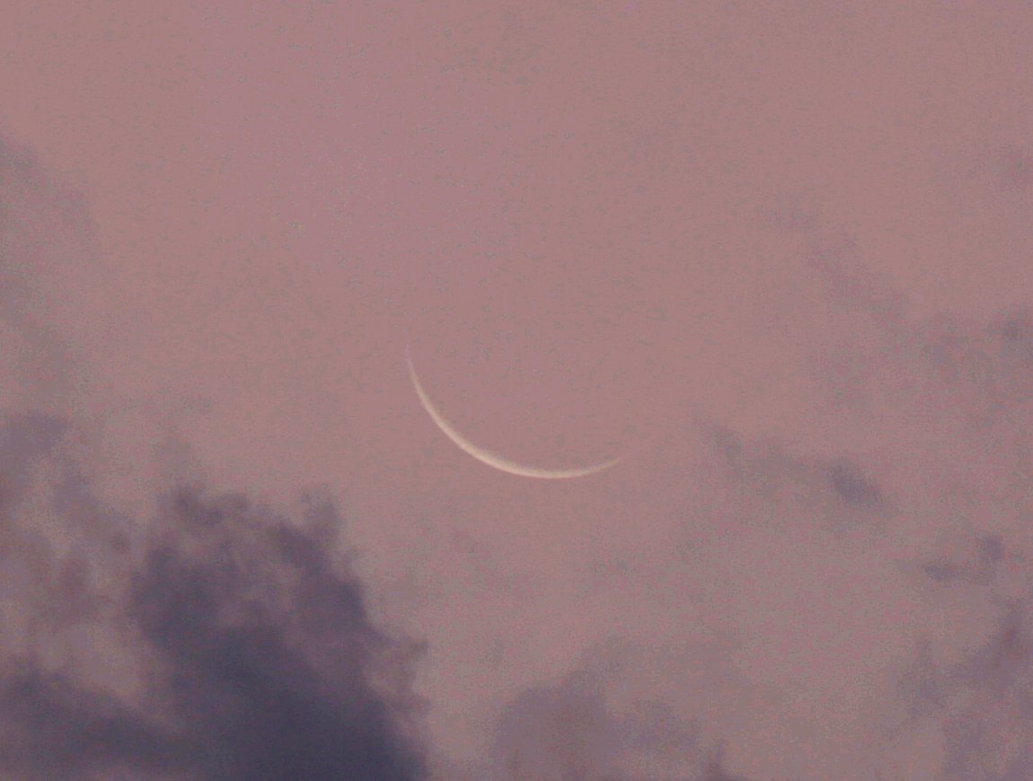 old crescent in clouds, more contrast