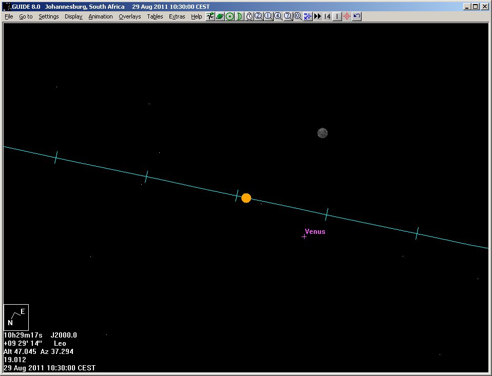 orientation of sun and moon, from Johannesburg, South Africa