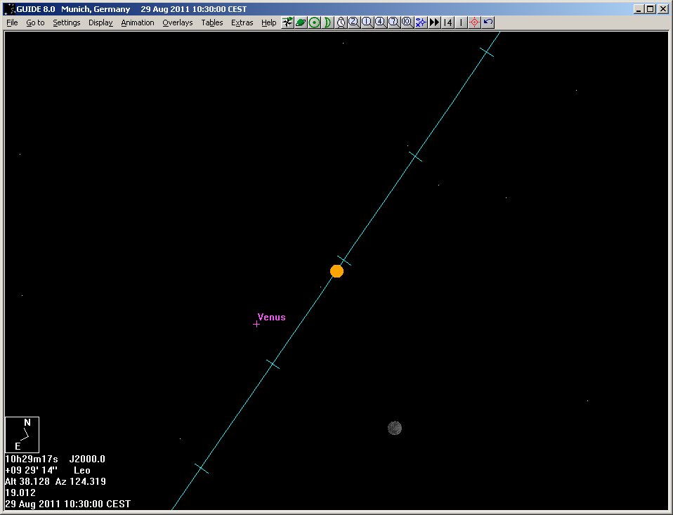 orientation of sun and moon, from Munich, Germany